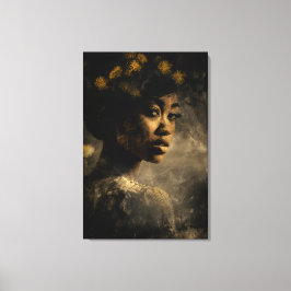 Dandelion Crown Melanin Glow Portrait Canvastryck
