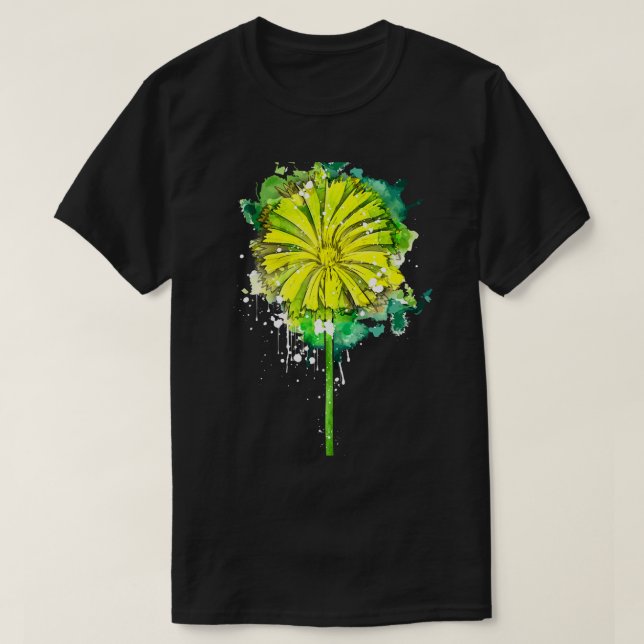 Dandelion dandelion blombotanist vattenfärgsumma t shirt (Design framsida)
