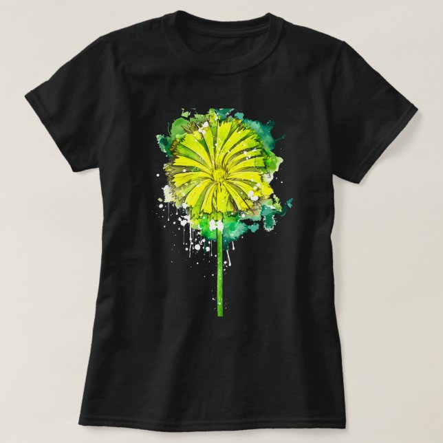 Dandelion dandelion blombotanist vattenfärgsumma t shirt (Design framsida)
