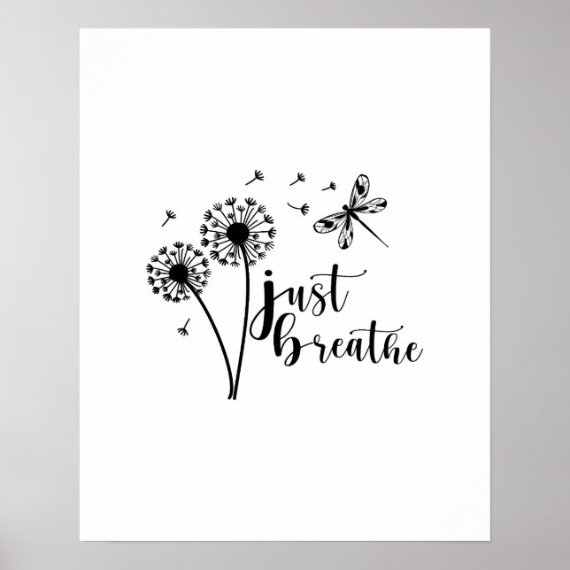 Dandelion Dragonfly Breathe Poster (Framsidan)