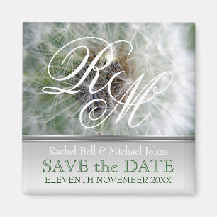 Dandelion Dreams Monogram Spara datum Magnet