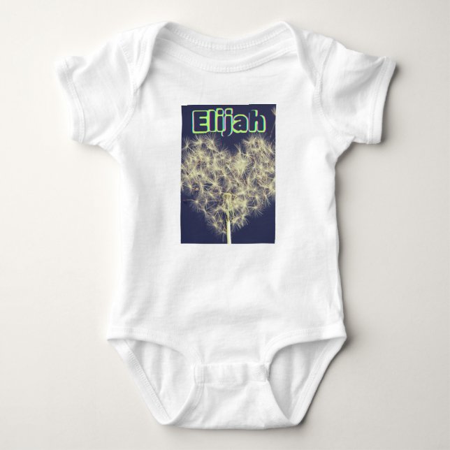 Dandelion Dreams Personlig Baby Bodykostym. T Shirt (Framsida)