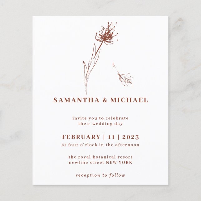 Dandelion Fall Budget Terracotta Indie Botanical Flygblad (Framsidan)