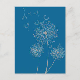 Dandelion färg modern blommigt art vykort