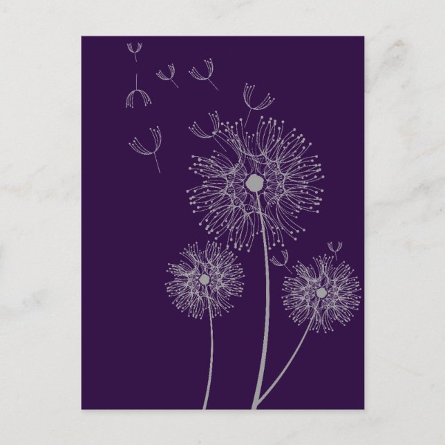 Dandelion färg modern blommigt art vykort (Framsida)