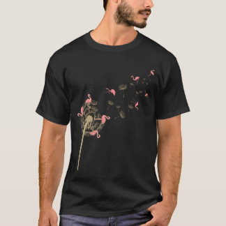 Dandelion Flamingoropiskt fågelretro T Shirt