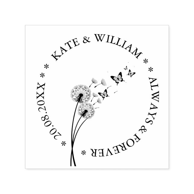 Dandelion floral Save the date Wedding Självfärgande Stämpel (Design)