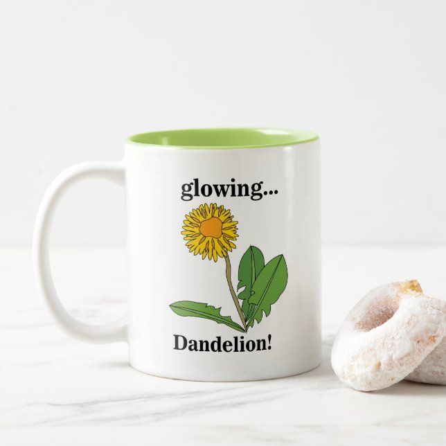 Dandelion Flower Blommigt Två-Tonad Mugg (Med munk)