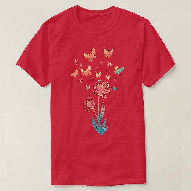 Dandelion Flower Butterfly for Butterfly Älskare S T Shirt (Design framsida)