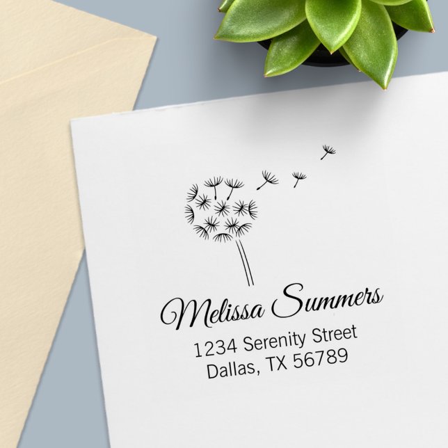 Dandelion Flower Fallskärm Adress Självfärgande Stämpel (Skapare uppladdad)