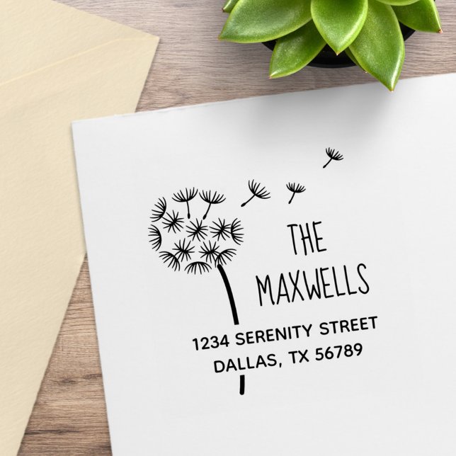 Dandelion Flower Fallskärm Family Adress Stämpel (Skapare uppladdad)