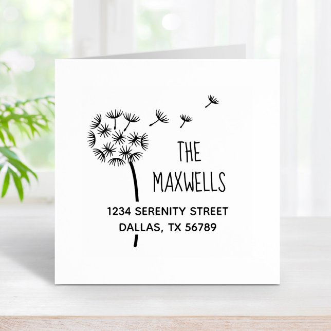 Dandelion Flower Fallskärm Family Adress Stämpel (Skapare uppladdad)