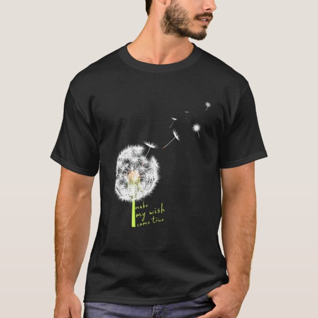 Dandelion Flower Print Lucky Charm gör mitt önskek T Shirt (Framsida)