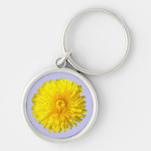 Dandelion Flower Rund Silverfärgad Nyckelring