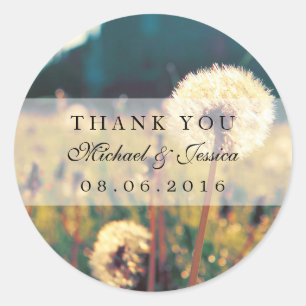 Dandelion Flower Vintage bröllop Favor Stickers Runt Klistermärke