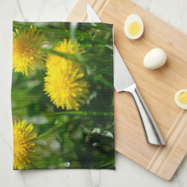 Dandelion Flowers Dandelions Gult Grönt Kökshandduk