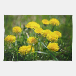 Dandelion Flowers Dandelions Gult Grönt Kökshandduk