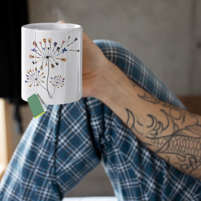 Dandelion Flowers Music Älskare Gift for Guitarlis Kaffemugg (Skapare uppladdad)
