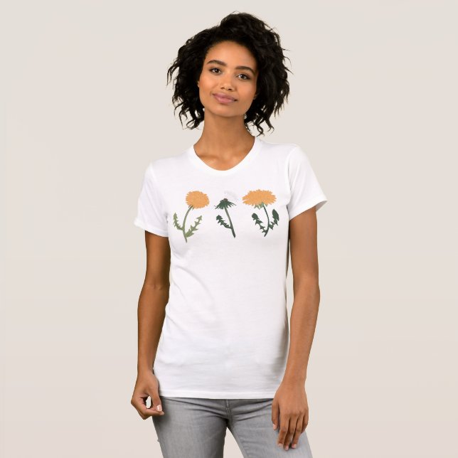 Dandelion Flowers Orange Blommigt Motif T Shirt (Hel framsida)