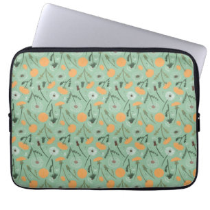 Dandelion Flowers Orange Blommönster Laptop Fodral