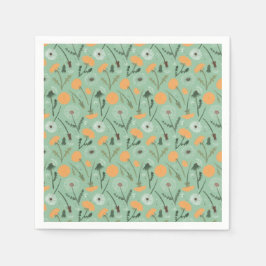 Dandelion Flowers Orange Blommönster Pappersservett