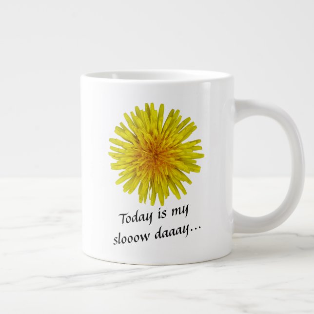 Dandelion för långsam Gult blommar upp all text Jumbo Mugg (Höger)