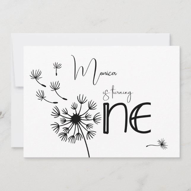 Dandelion första födelsedag inbjudningar (Framsida)