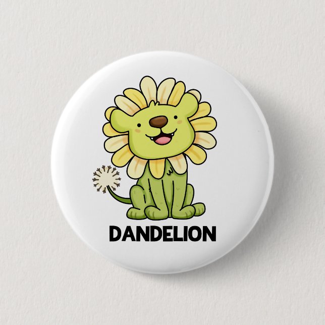 Dandelion Funny Lejon Flower Pun Knapp (Framsida)