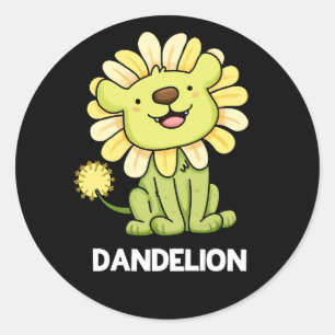 Dandelion Funny Lejon Pun Mörk BG Runt Klistermärke