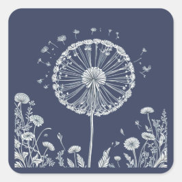 Dandelion Fyrkantigt Klistermärke