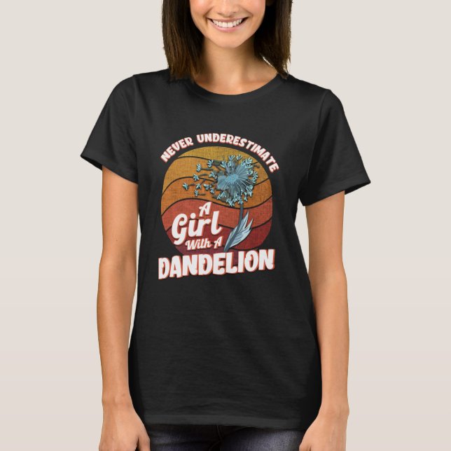 Dandelion Gardener Girl Flower Motif Dandelion Gar T Shirt (Framsida)