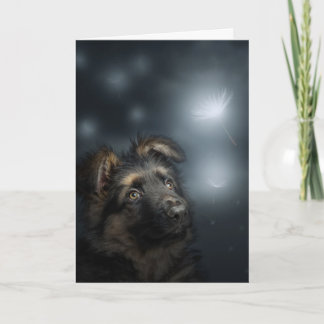 Dandelion German shepherd Folded Greeting Card Kort