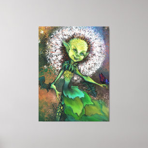 Dandelion Girl and Butterfly Kanvastryck Painting