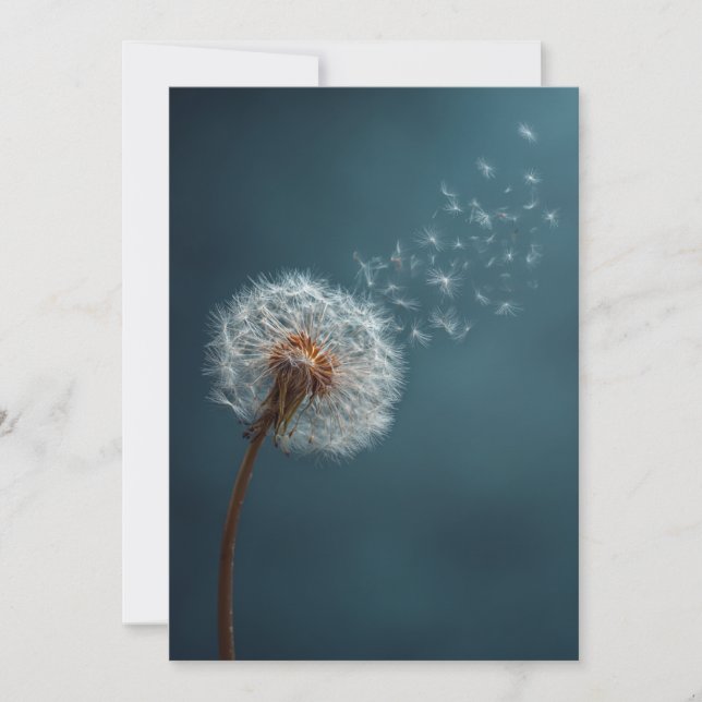 Dandelion Greeting Card on a Blue Background  Julkort (Framsida)