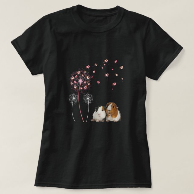 Dandelion Guinea Gris Cute Guinea Blommigt  Dandel T Shirt (Design framsida)
