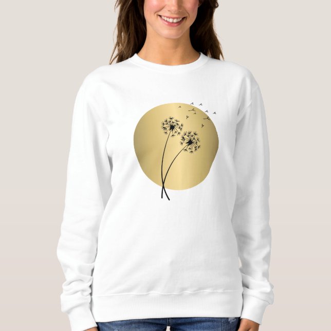 Dandelion Guld Sweatshirt T Shirt (Framsida)