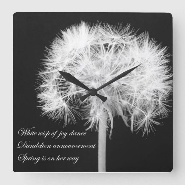 Dandelion Haiku Wall Clock Fyrkantig Klocka (Framsida)