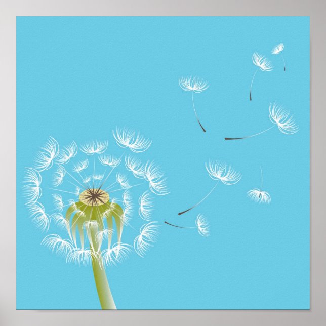 Dandelion himlar blue and white art poster (Framsidan)