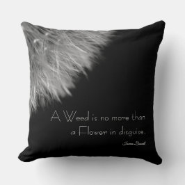 Dandelion i Black & White med citat Kudde