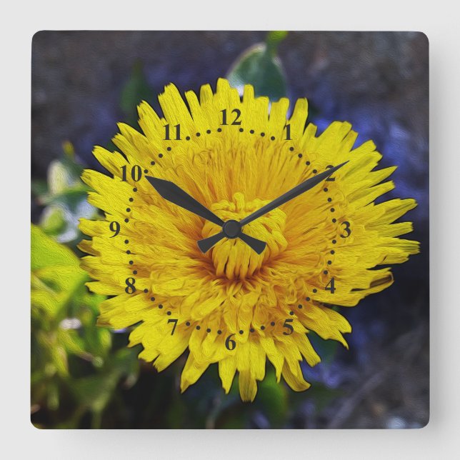 Dandelion i solljus fyrkantig klocka (Framsida)