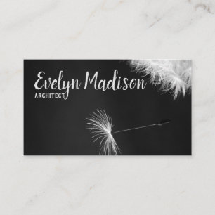 Dandelion i svart bakgrund visitkort