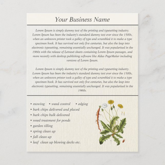 Dandelion Illustration Landscaping Business Flyer (Framsidan)