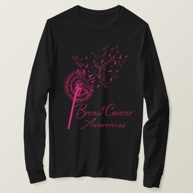 Dandelion I'm A Survivor Breast Cancer Awareness F T Shirt (Design framsida)