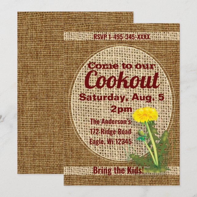 Dandelion-inbjudan Inbjudningar (Fram/baksida)