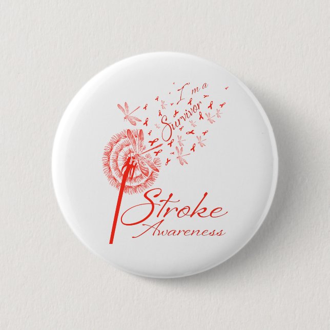 Dandelion jag är en efterlevande stroke Awareness  Knapp (Framsida)