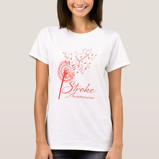 Dandelion jag är en efterlevande stroke Awareness  T Shirt (Framsida)