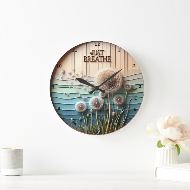 Dandelion "Just Breathe" Serene Stor Klocka (Hem)