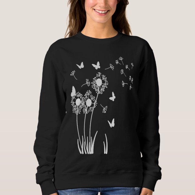 Dandelion Meadow with Butterflies for Dandelions T Shirt (Framsida)