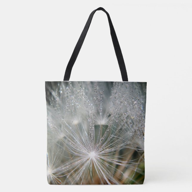 Dandelion med droplet vatten tygkasse (Framsida)