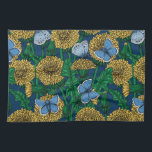 Dandelion medow kökshandduk<br><div class="desc">Vektorlösa mönster med dandelioner och vanliga blå fjärilar.</div>
